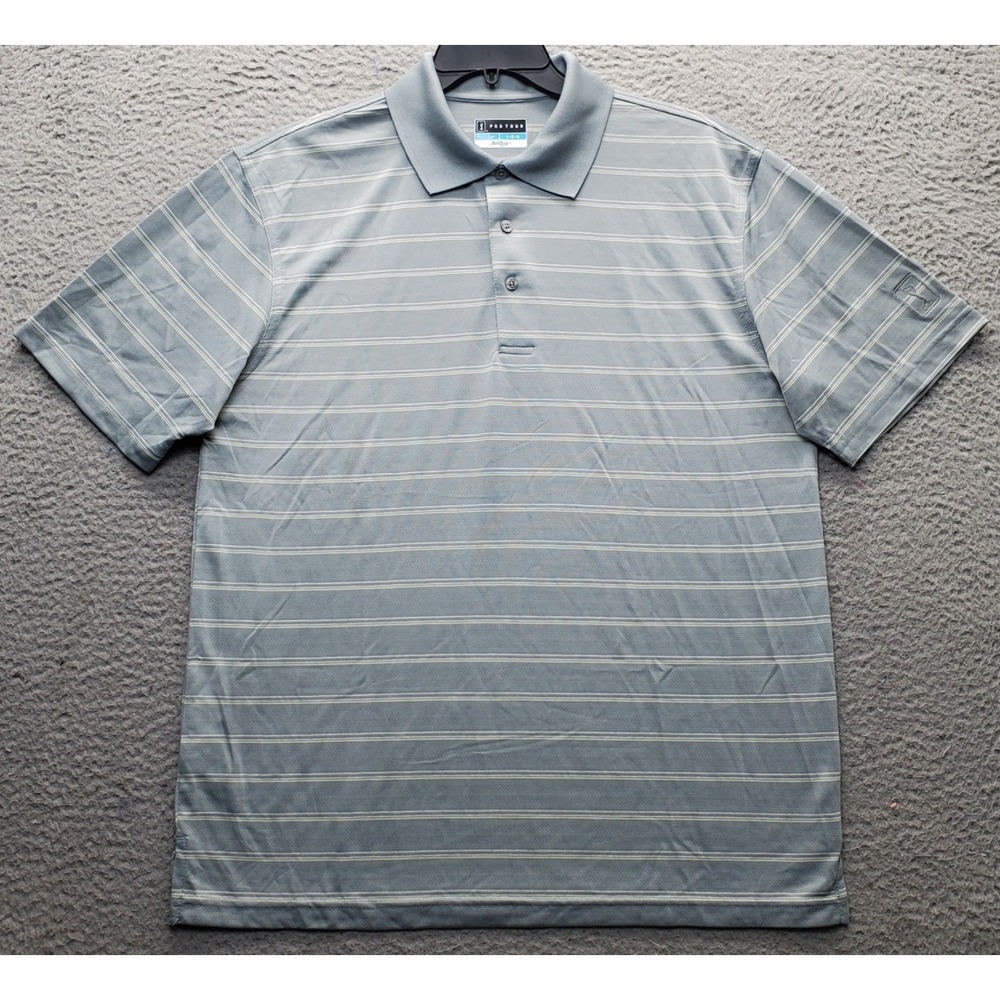 PGA Tour Airflux Golf Performance Polo Shirt Mens L Multi Striped Short Sleeve